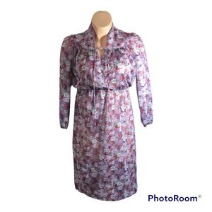 Vintage 80s Jerrie Lurie Floral Dress Size 12